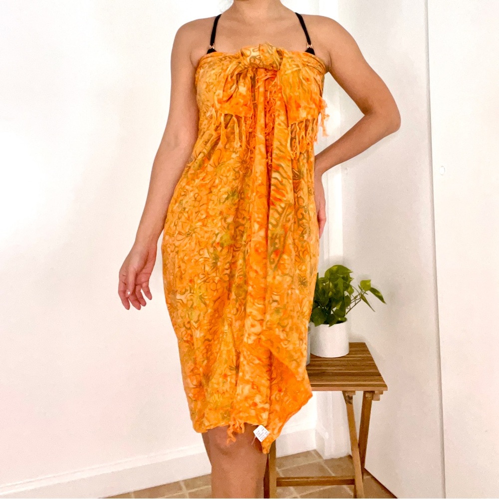 Orange Pareo beach coverup Sarong